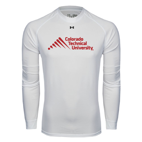  Under Armour White Long Sleeve Tech Tee - Official Logo - Stacked