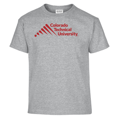  Youth Grey T-Shirt - Official Logo - Stacked