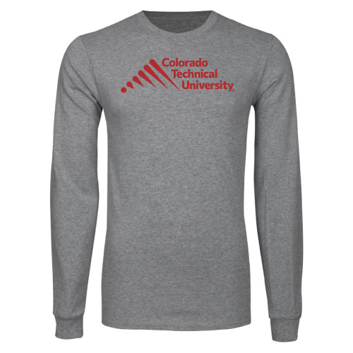  Grey Long Sleeve T Shirt - Official Logo - Stacked