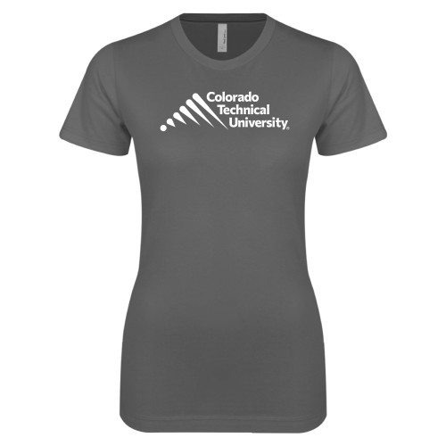  Next Level Womens Charcoal Boyfriend Tee - Official Logo - Stacked