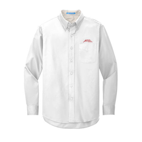  White Twill Button Down Long Sleeve - Official Logo - Stacked