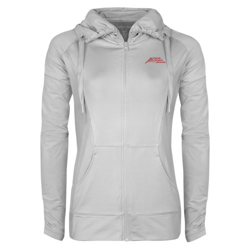 Womens White Sport Wick Stretch Full Zip Jacket - Official Logo - Stacked