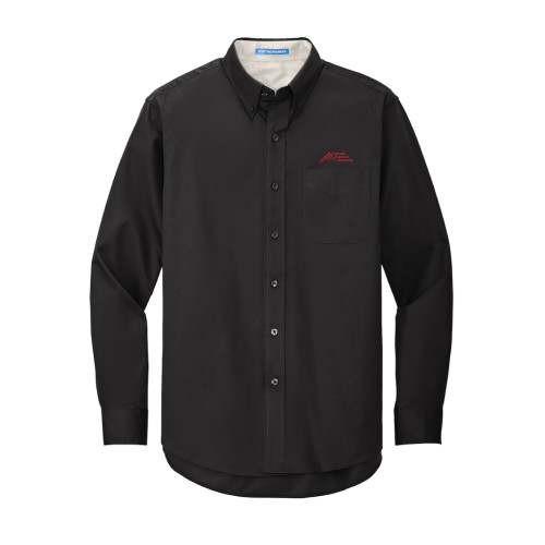  Black Twill Button Down Long Sleeve - Official Logo - Stacked