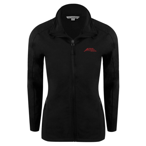  Womens Black Softshell Jacket - Official Logo - Stacked