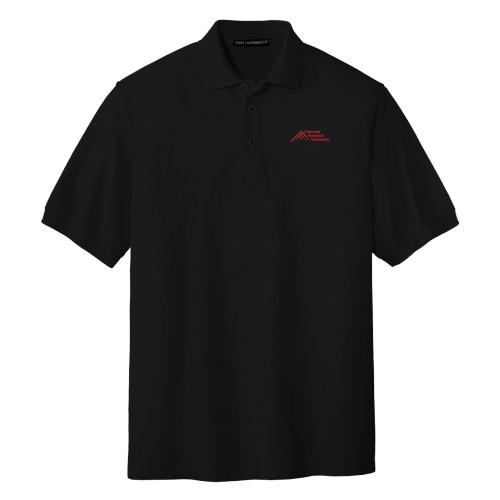  Black Silk Touch Polo - Official Logo - Stacked