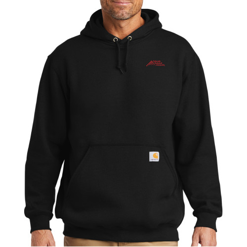  Carhartt Black Midweight Hoodie - Official Logo - Stacked
