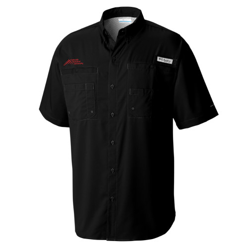  Columbia Black Tamiami Performance Short Sleeve Shirt - Official Logo - Stacked