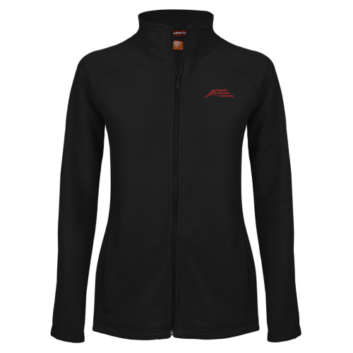  Womens Black Fleece Full Zip Jacket - Official Logo - Stacked