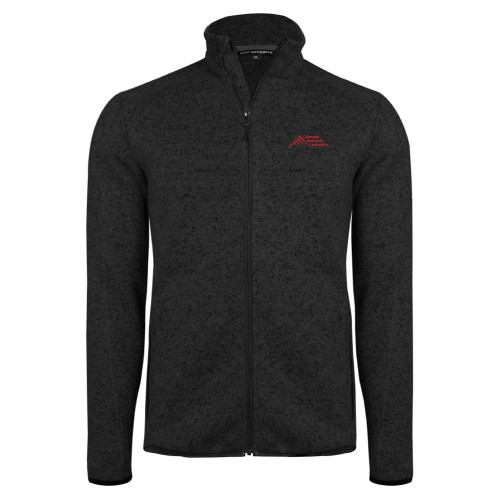  Black Heather  Sweater Fleece Jacket - Official Logo - Stacked