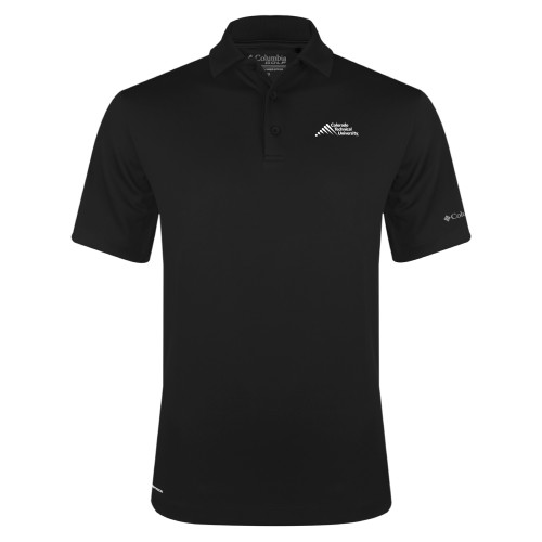  Columbia Black Omni Wick Drive Polo - Official Logo - Stacked