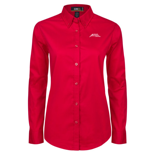 Main Image for  Womens Red Twill Button Down Long Sleeve 