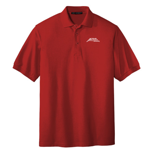  Red Silk Touch Polo - Official Logo - Stacked