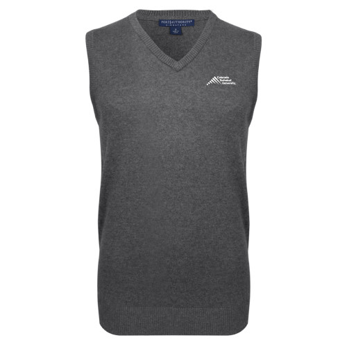  Charcoal VNeck Sweater Vest - Official Logo - Stacked