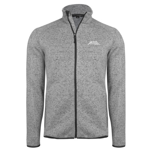  Grey Heather Sweater Fleece Jacket - Official Logo - Stacked