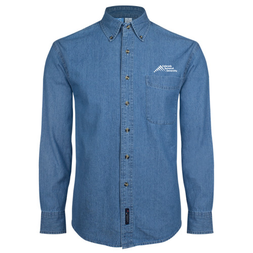  Denim Shirt Long Sleeve - Official Logo - Stacked
