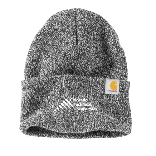  Carhartt Black/White Knit Beanie w/Cuff - Official Logo - Stacked