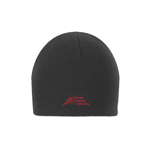  Charcoal Knit Beanie - Official Logo - Stacked