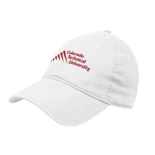  White Unstructured Adjustable Low Profile Hat - Official Logo - Stacked