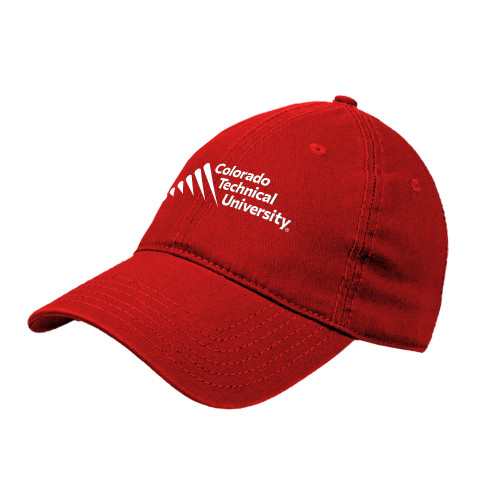  Red Unstructured Adjustable Low Profile Hat - Official Logo - Stacked
