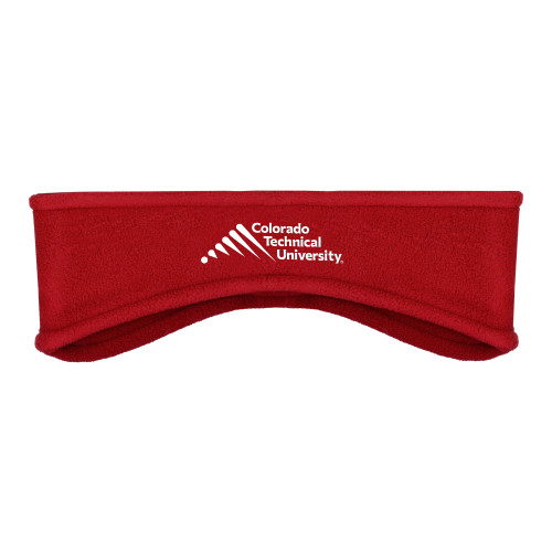 Red Stretch Fleece Headband - Official Logo - Stacked