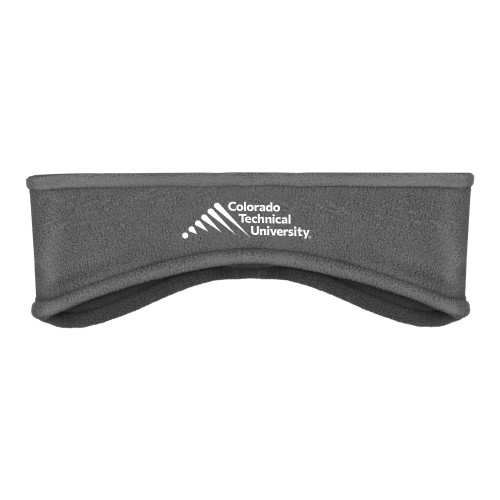  Charcoal Stretch Fleece Headband - Official Logo - Stacked