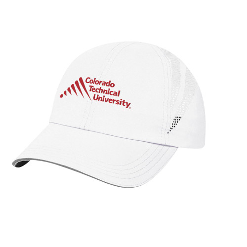  White Performance Cap - Official Logo - Stacked