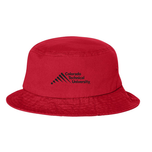  Sportsman Red Bucket Hat - Official Logo - Stacked