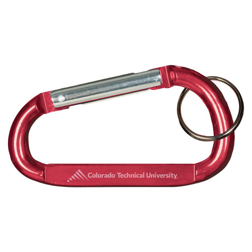 Red Carabiner with Split Ring - Official Logo - Flat Engraved