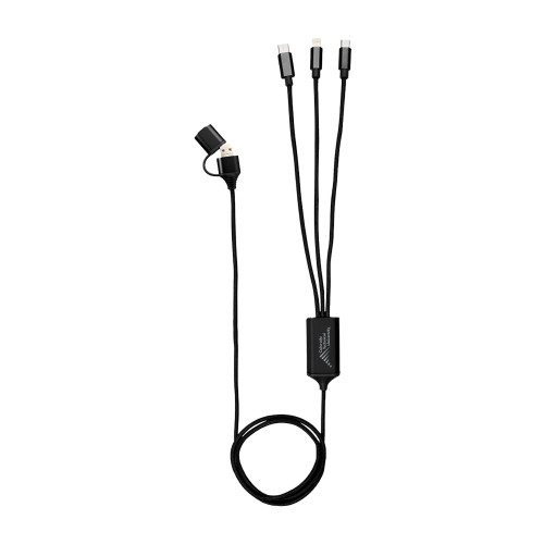  3 Ft. 4 In 1 Black Charging Cable 2.0 - Official Logo - Stacked Engraved