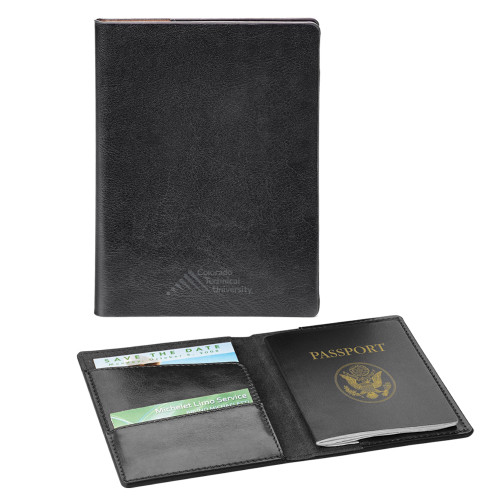  Fabrizio Black RFID Passport Holder - Official Logo - Stacked Engraved