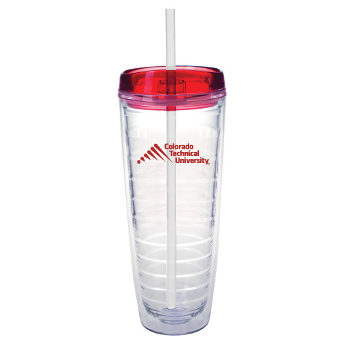  Tritan Double Wall Tumbler w/Red Top 26oz - Official Logo - Stacked