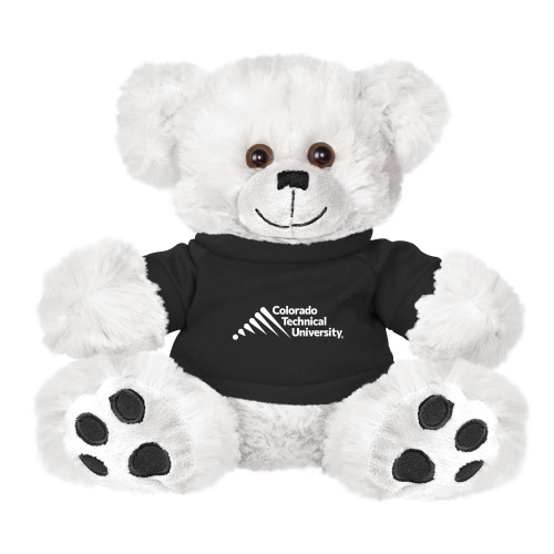  Plush Big Paw 8 1/2 inch White Bear w/Black Shirt - Official Logo - Stacked