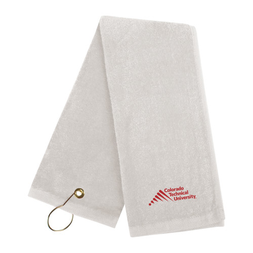  White Golf Towel - Official Logo - Stacked