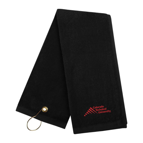  Black Golf Towel - Official Logo - Stacked