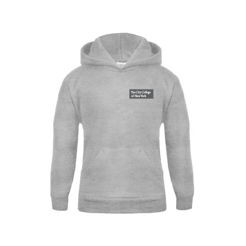 Youth Grey Fleece Hood-Official Logo