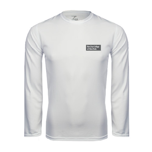 White Performance Long Sleeve Shirt-Official Logo