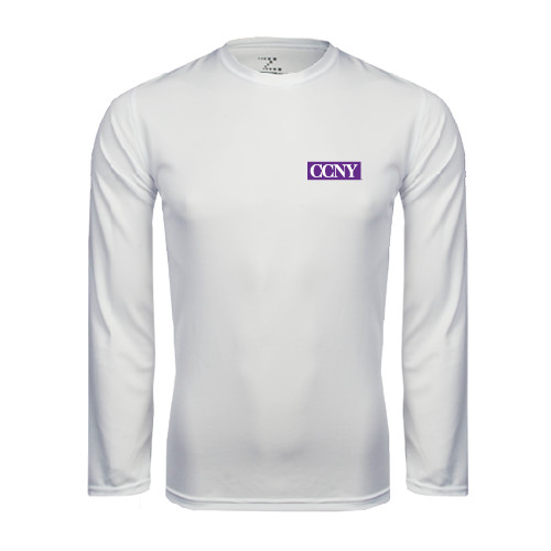 White Performance Long Sleeve Shirt-CCNY