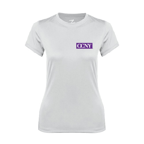 Womens White Performance Tee-CCNY
