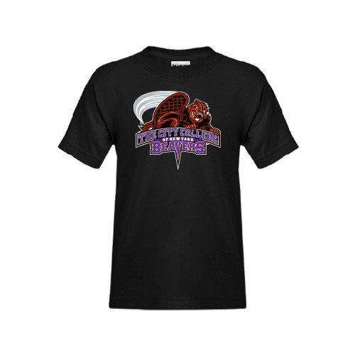 Youth Black T Shirt-CCNY Beavers