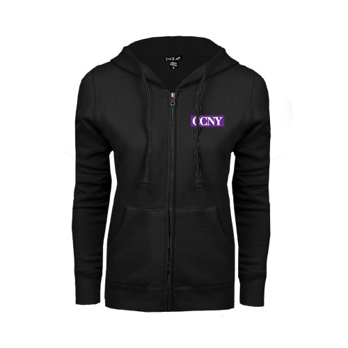 ENZA Womens Black Fleece Full Zip Hoodie-CCNY