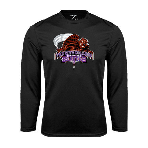 Black Performance Long Sleeve Shirt-CCNY Beavers