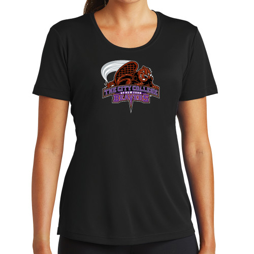 Womens Black Performance Tee-CCNY Beavers