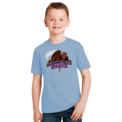 Youth Light Blue T Shirt-CCNY Beavers