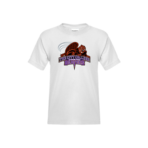 Youth White T Shirt-CCNY Beavers