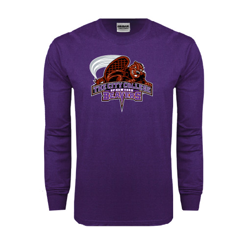Purple Long Sleeve T Shirt-CCNY Beavers