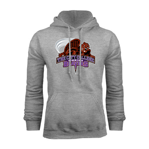 Grey Fleece Hoodie-CCNY Beavers