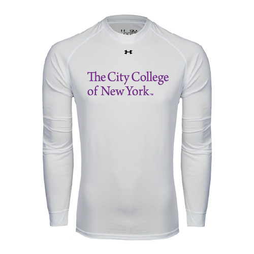 Under Armour White Long Sleeve Tech Tee-The City College of New York