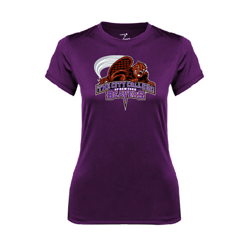 Womens Purple Performance Tee-CCNY Beavers