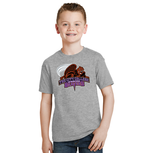 Youth Grey T-Shirt-CCNY Beavers