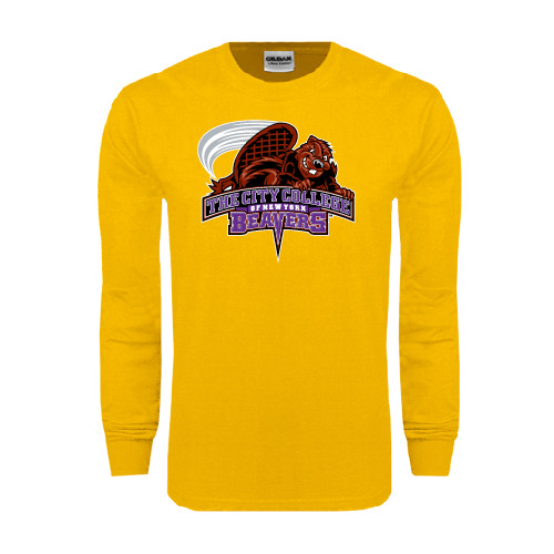 Gold Long Sleeve T Shirt-CCNY Beavers